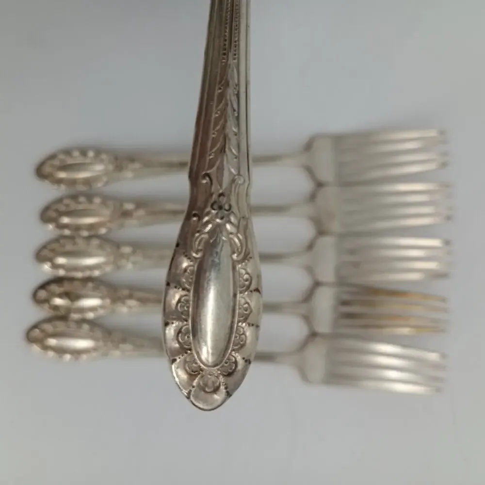 6X DF Wallace Silver Plate Silverplate 1937 SOUTHGATE Dinner Forks